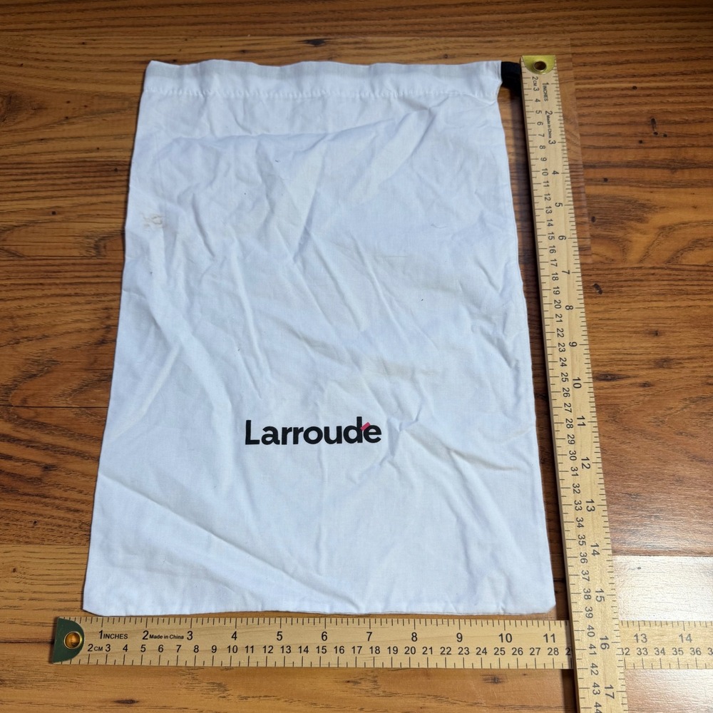 Larroude White Cotton Drawstring Dust Bag Logo Storage Pouch 16x11